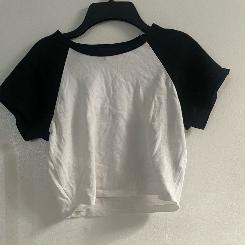 Black and white baseball tee